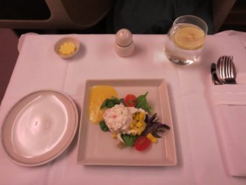 singapore airlines business class a380 essen vorspeise