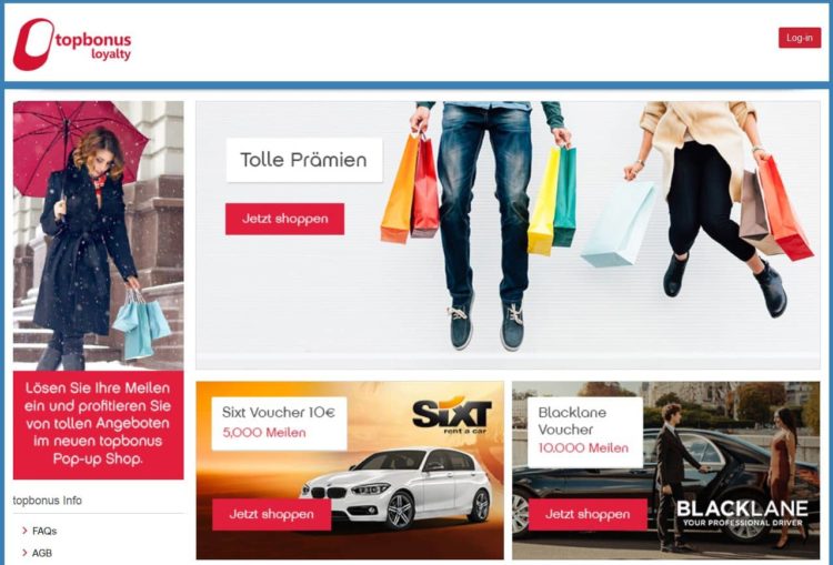 topbonus meilen einloesen popup shop