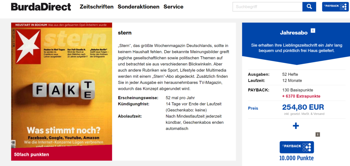 Burdadirect Abo Payback Punkte Praemie