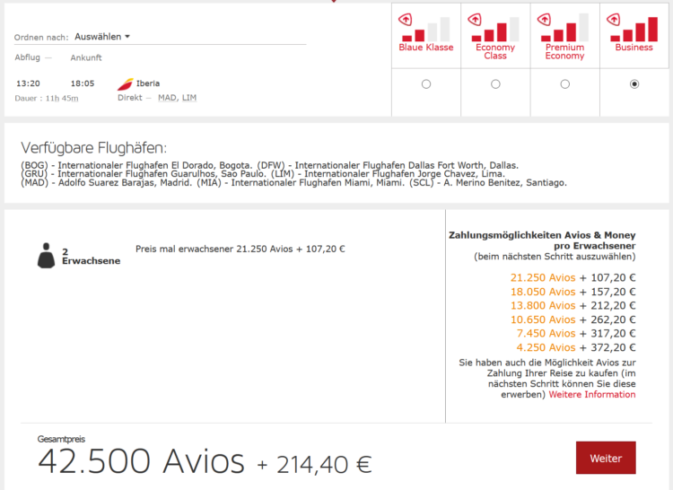 Iberia Plus 2 Fuer 1 Aktion Madrid Lima