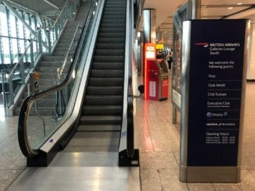 british airways galleries club lounge london heathrow terminal 5 b gates rolltreppe zur lounge