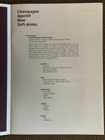 swiss first class a340 300 getraenke menu zurich shanghai 2