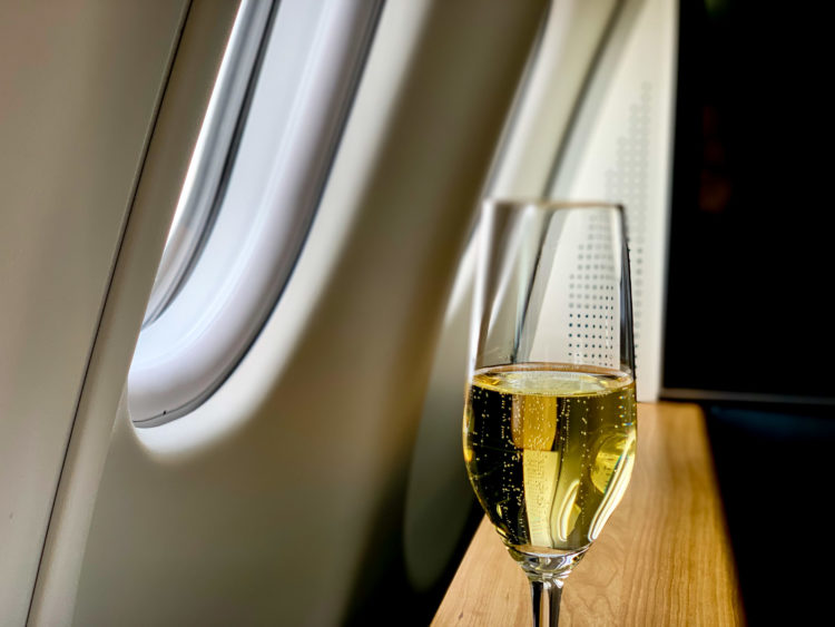 swiss first class a340 300 predeparture drink 1