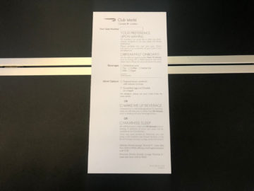 british airways business class a350 1000 fruehstueckskarte