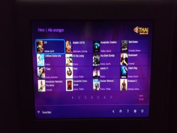 thai airways business class airbus a380 osaka bangkok entertainment filmwauswahl