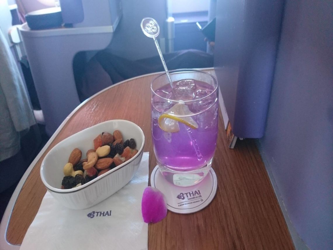 Thai Airways Business Class Airbus A380 Osaka Bangkok Signature Drink