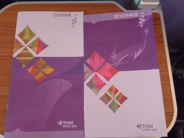 thai airways business class airbus a380 osaka bangkok speisekarte und getraenkekarte