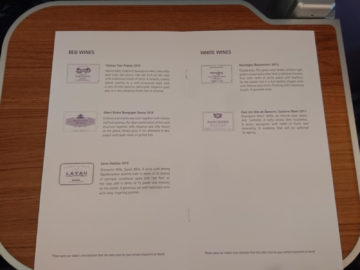 thai airways business class airbus a380 osaka bangkok speisekarte weine