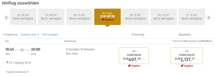 Etihad Amex Angebot Suchmaske Inklusive Rabatt
