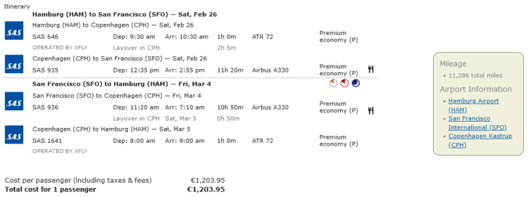 Ita Matrix Flug Sas Premium Economy Hamburg San Francisco