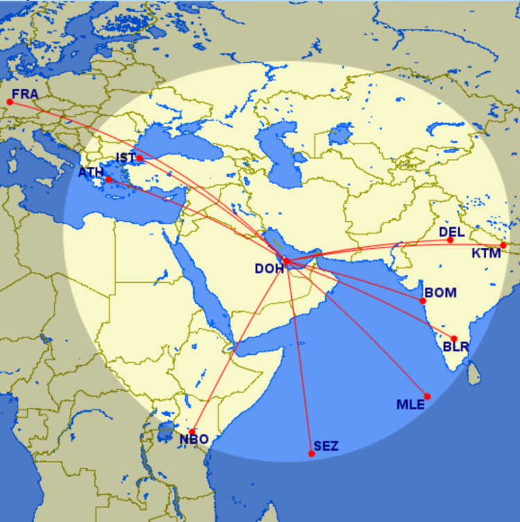 Qatar Airways Strecken Ab Doha Unter 2147 Meilen