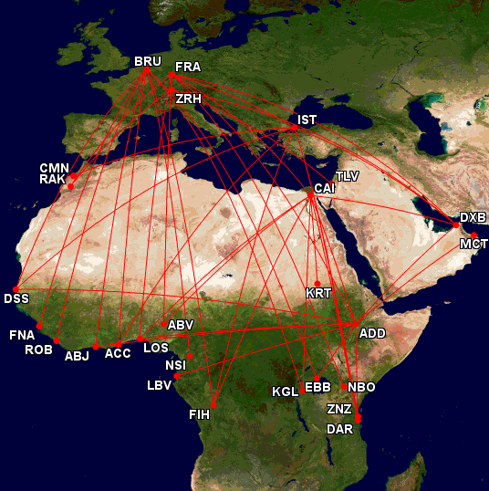 Gcmap Routen Star Alliance Zentralafrika