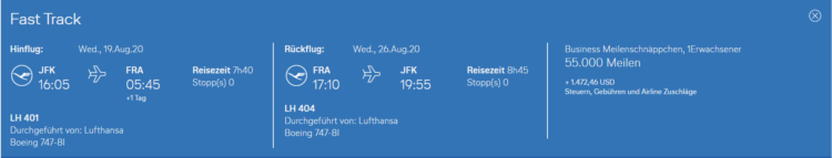 Lufthansa Meilenschnaeppchen Umgekehrt Business Class New York Frankfurt