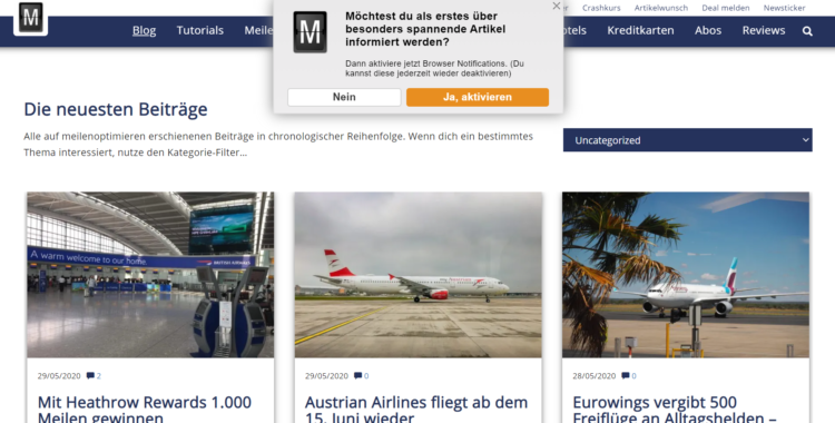 Meilenoptimieren Browser Notifications