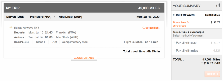 Aeroplan Praemienflug Etihad Business Class Fra Auh