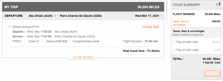 Aeroplan Praemienflug Etihad First Class Apartment Auh Cdg