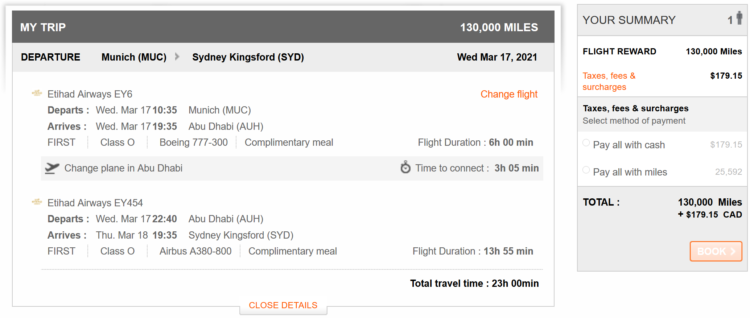 Aeroplan Praemienflug Etihad First Class Apartment Muc Auh Syd