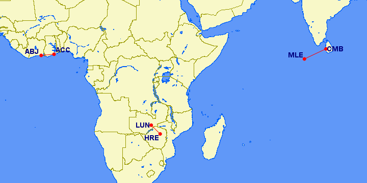 Emirates 5th Freedom Routen Afrika