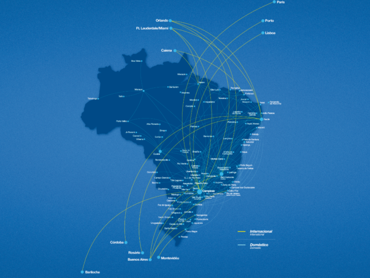 Azul Brazilian Airlines Streckennetz
