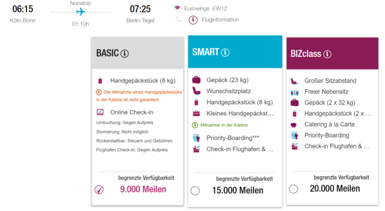 Miles And More Praemienflug Eurowings Webseite Koeln Berlin