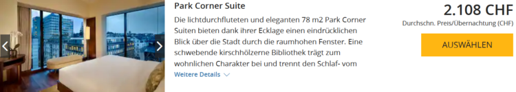 World Hyatt Buchung Park Hyatt Zuerich Park Corner Suite Euro