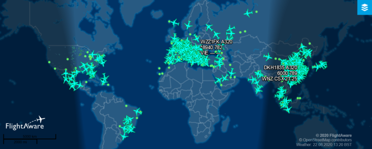 Flightaware Airbus A320 2020 08 22