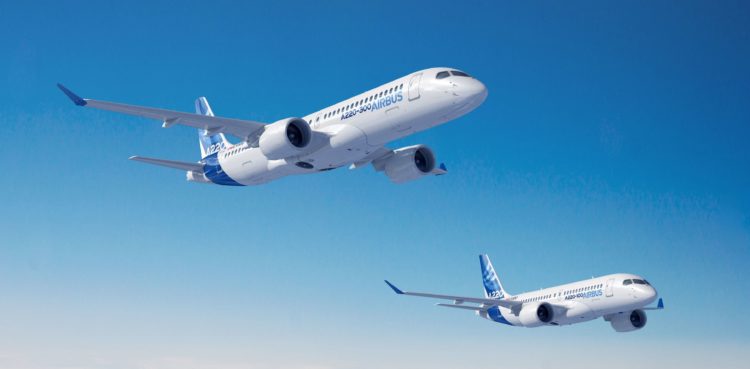 Airbus A220 Familie Rendering Copyright