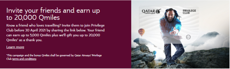 Qatar Airways Privilege Club Freunde Werben Banner