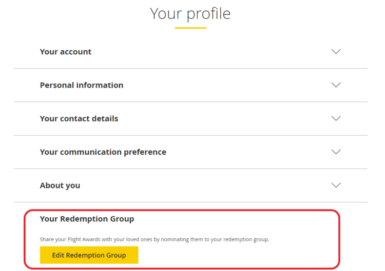 Cathay Pacific Asia Miles Redemption Group Auswaehlen