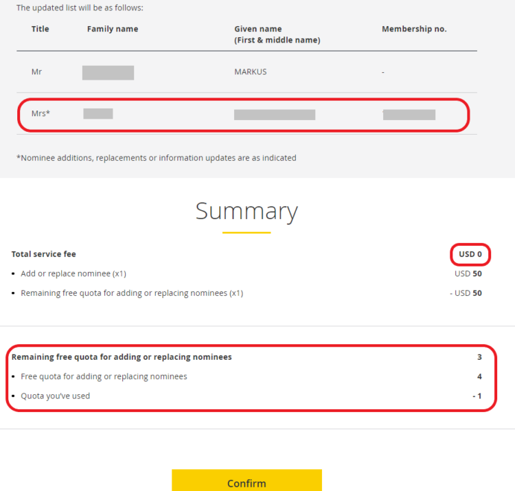 Cathay Pacific Asia Miles Redemption Group Nominee Hinzufuegen Summary