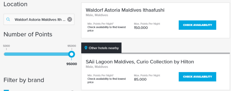 Hilton Points Max Calculator Waldorf Astoria Maldives