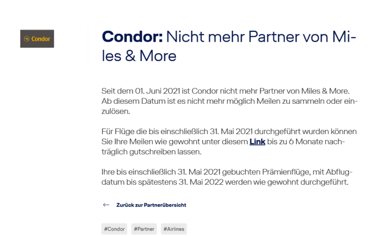 Condor Kein Miles And More Partner Mehr