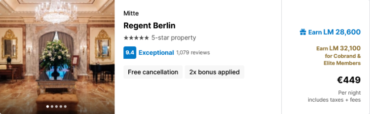 Lifemiles Hotels Regent Berlin