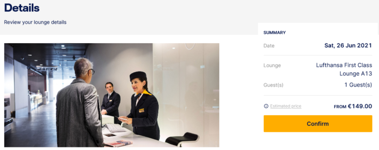 Lufthansa First Class Lounge A13 149 Euro