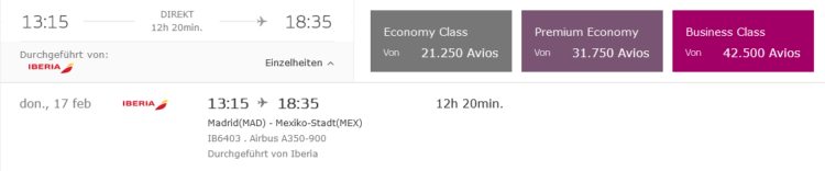 Iberia Plus Praemienflug Business Class Mad Mex