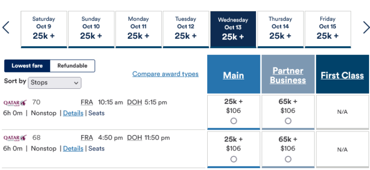 Mileage Plan Praemienflug Qatar Airways Fra Doh