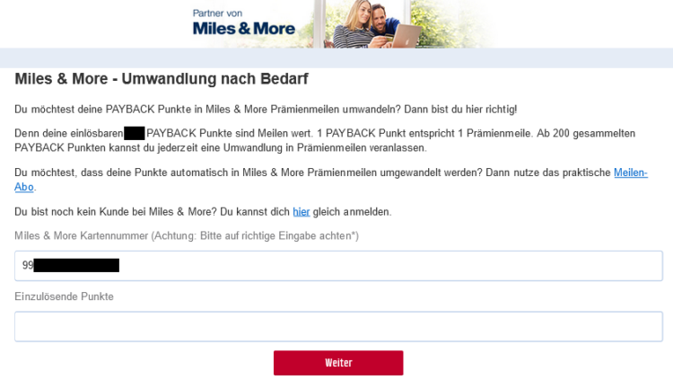 Payback Punkte In Miles And More Meilen Umwandeln Einloesbare Punkte
