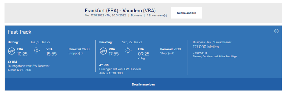Praemienflug Miles And More Eurowings Discover Frankfurt Varadero