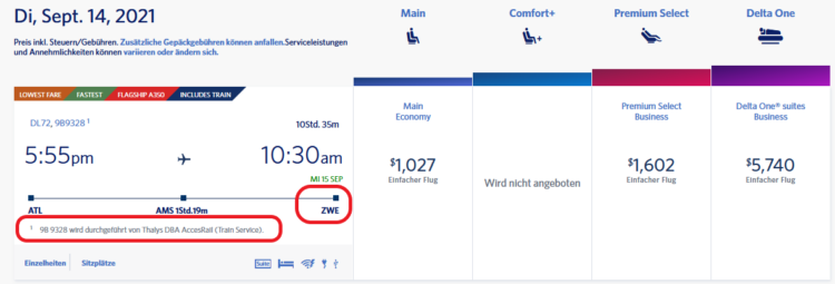 Delta Air+rail Buchen