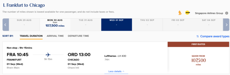 Krisflyer Praemienflug Lufthansa First Class Fra Ord
