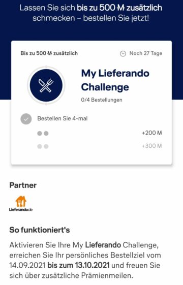 Miles And More My Challenge Lieferando