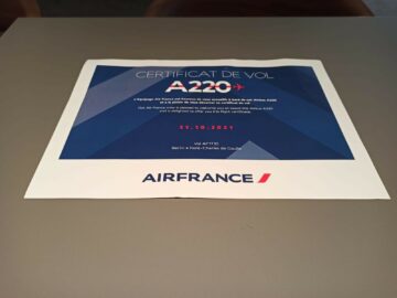 Air France Airbus A220 300 Af1735 Zertifikat Certificat De Vol