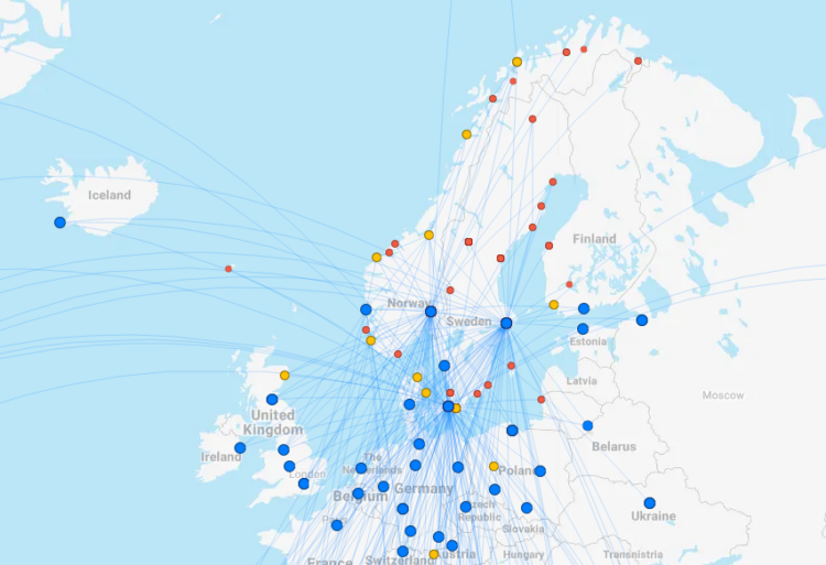 Flightconnections Sas Streckennetzkarte