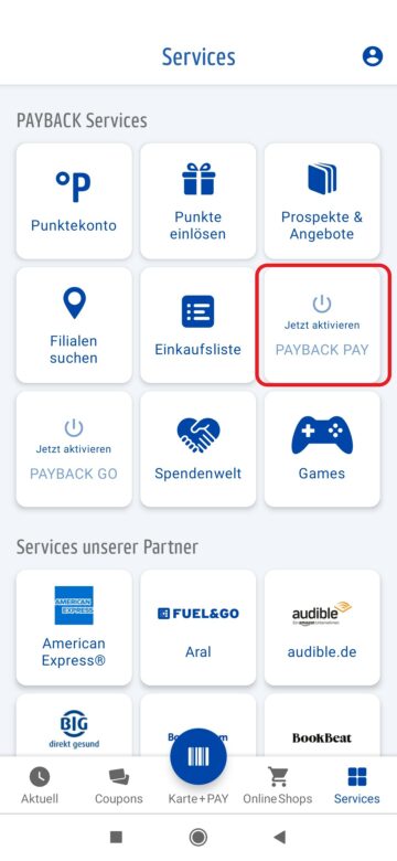Payback Pay Einrichten Services