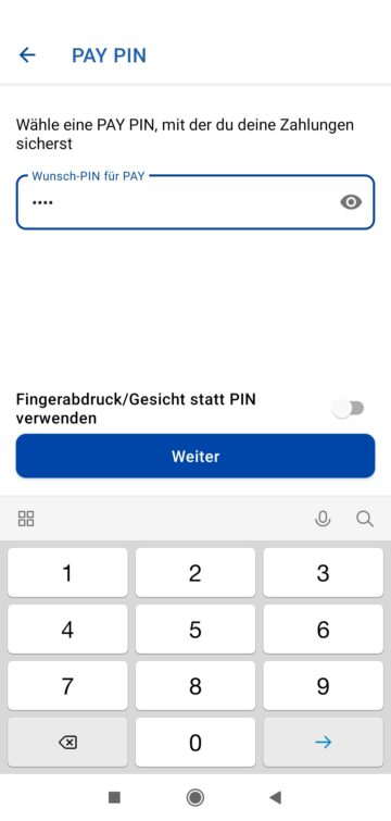 Payback Pay Einrichten Wunsch Pin Festlegen