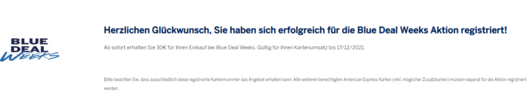 Amex Blue Deal Weeks Registrierung