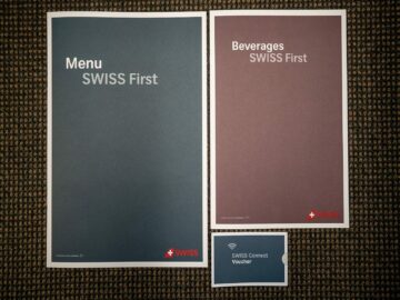 Swiss First Class Boeing 777 First Class Menues