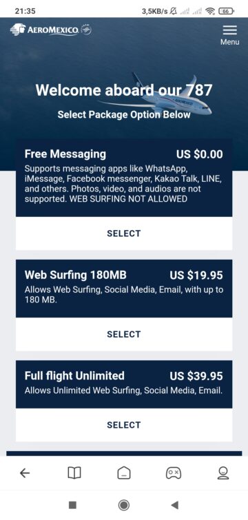 Aeromexico Wifi An Bord Datenpakete Langstrecke