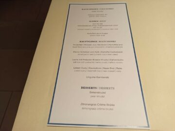 Lufthansa First Class Terminal Frankfurt Restaurant Mittagsmenue