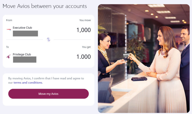 Privilege Club Avios Transfer